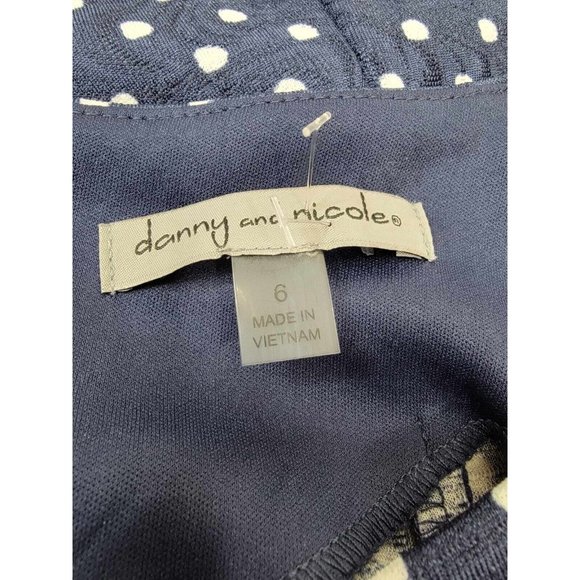 Danny & Nicole Navy Blue Dress Size 6 Women Fit n Flare Dot Short Sleeves Career - Picture 3 of 8